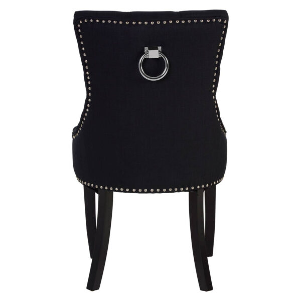 Kensington Townhouse Black Linen Studded Dining Chair