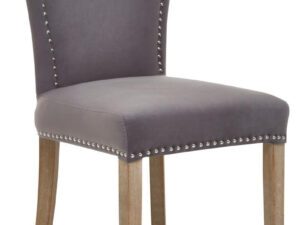 Kensington Townhouse Grey Velvet Dining Chair with Antique Legs