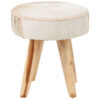 Kendari Hair on Leather and Teak Stool