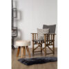Kendari Hair on Leather and Teak Stool