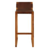 Kendari Brown Leather Bar Chair with Teak Wood Frame