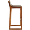Kendari Brown Leather Bar Chair with Teak Wood Frame