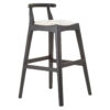 Kendari White Leather And Black Teak Bar Chair