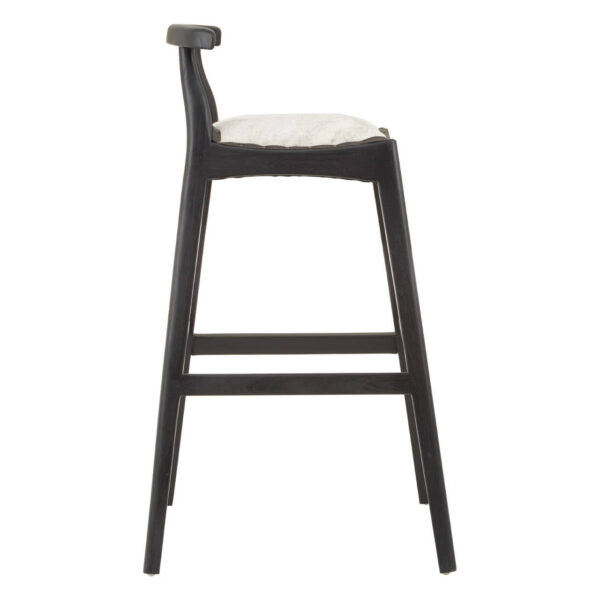 Kendari White Leather And Black Teak Bar Chair