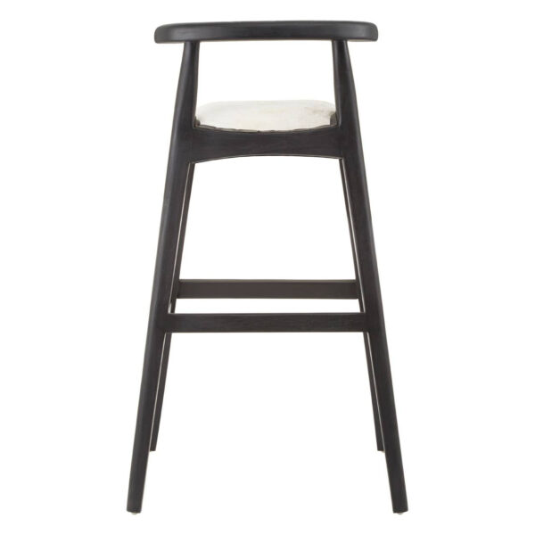 Kendari White Leather And Black Teak Bar Chair