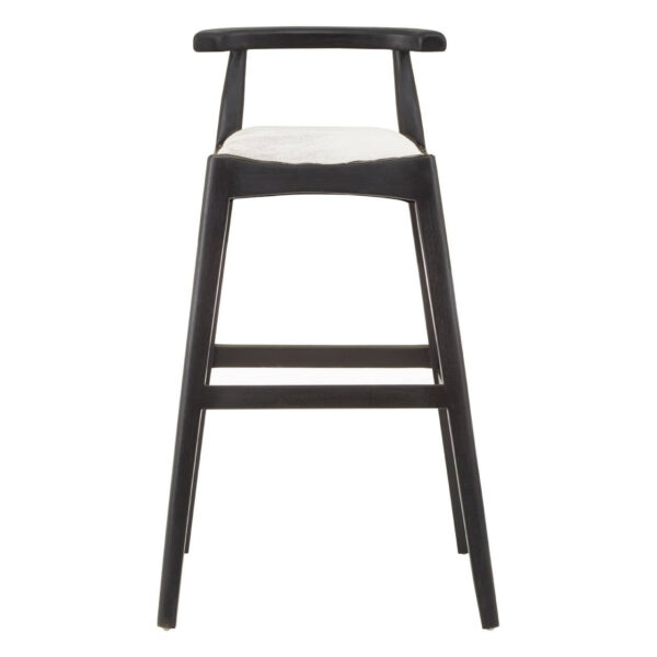 Kendari White Leather And Black Teak Bar Chair