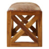 Kendari Hair on Leather and Teak Stool