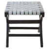 Kendari Woven Grey Leather And Black Teak Stool