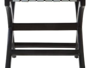 Kendari Woven Grey Leather And Black Teak Stool