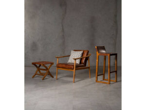 Kendari Brown Woven Leather Stool