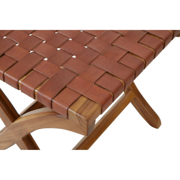 Kendari Brown Woven Leather Stool