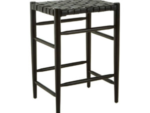 Kendari Black Woven Leather Barstool
