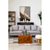 Kendari Cream Faux Fur and Teak Wood Stool