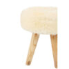 Kendari Cream Faux Fur and Teak Wood Stool