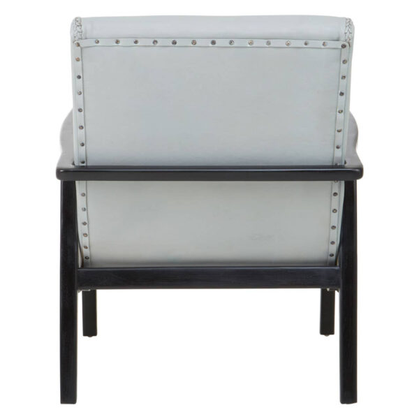 Kendari Grey Leather Chair with Black Teak Frame
