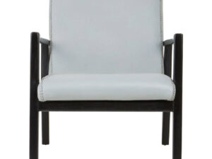 Kendari Grey Leather Chair with Black Teak Frame
