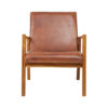 Kendari Brown Leather and Teak Wood Armchair