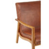 Kendari Brown Leather and Teak Wood Armchair