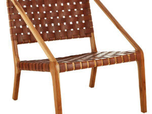 Kendari Tan Woven Leather And Teak Chair