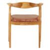 Kendari Brown Leather and Teak Wood Chair