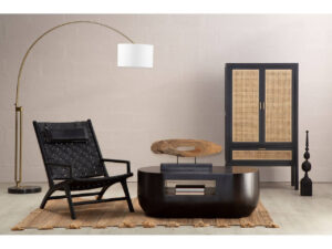 Kendari Black Leather Woven Chair