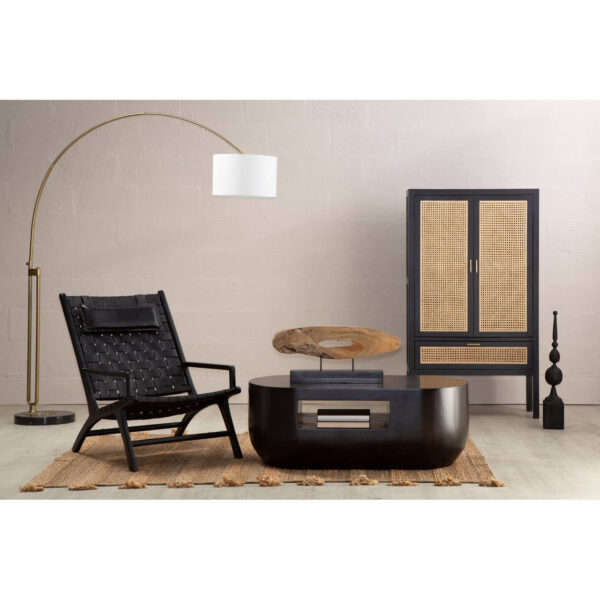 Kendari Black Leather Woven Chair