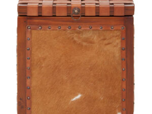 Kendari Hair on Leather Storage Stool