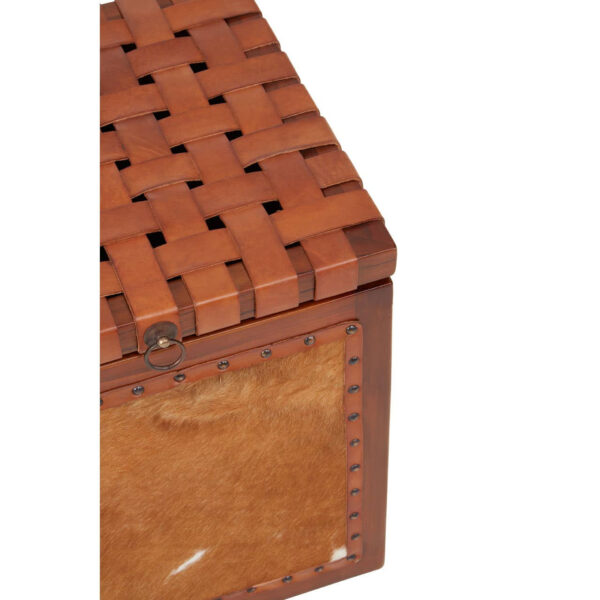 Kendari Hair on Leather Storage Stool