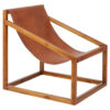 Kendari Brown Leather and Teak Wood Sling Chair