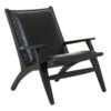 Kendari Black Leather and Teak Wood Chair with Stud Detail