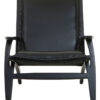 Kendari Black Leather and Teak Wood Chair with Stud Detail