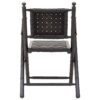 Kendari Black Strapped Leather And Black Teak Wood Chair