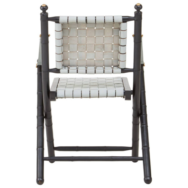 Kendari White Leather And Black Teak Wood Chair