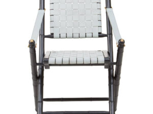 Kendari White Leather And Black Teak Wood Chair