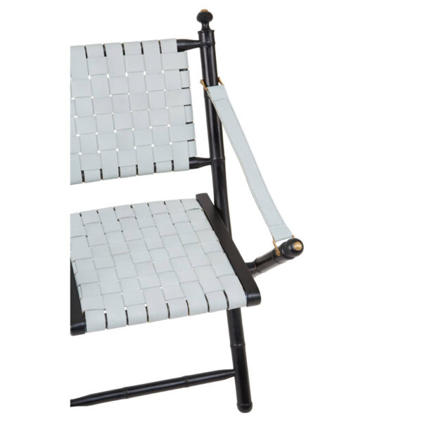 Kendari White Leather And Black Teak Wood Chair