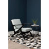 Kendari Grey Leather and Black Teak Wood Armchair