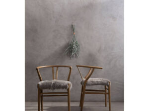 Hazel Natural Oak Wood and Grey Fur Dining Chair