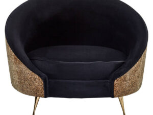 Manhattan Black Velvet and Leopard Print Cocoon Chair