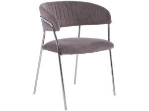Tamzin Mink Velvet Channel Tufted and Chrome Finish Dining Chair