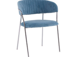 Tamzin Blue Channel Chrome Finish Dining Chair