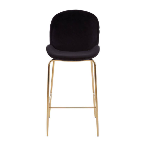 Tamzin Black Velvet Gold Finish Bar Chair