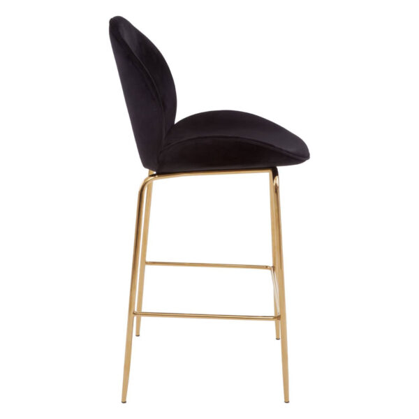 Tamzin Black Velvet Gold Finish Bar Chair