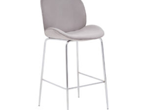Tamzin Mink Velvet Chrome Finish Bar Chair
