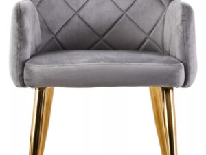 Tamzin Mink Velvet Quilted Dining Chair with Gold Finish Legs