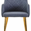 Tamzin Dark Grey Leather Effect Quilted Dining Chair with Gold Metal Legs