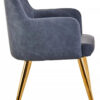 Tamzin Dark Grey Leather Effect Quilted Dining Chair with Gold Metal Legs