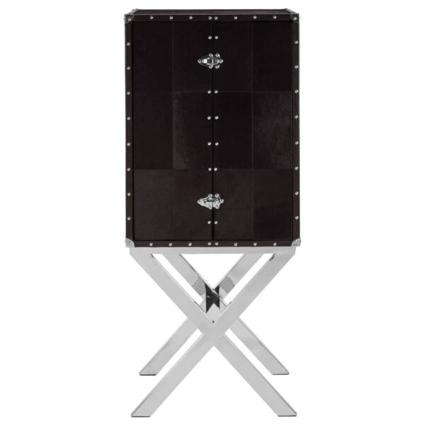 Kensington Townhouse Hair on Leather Cross Base Drinks Cabinet