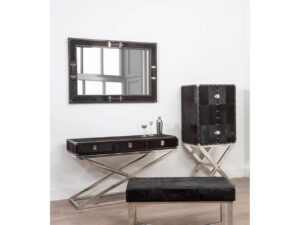 Kensington Townhouse Hair on Leather Cross Base Drinks Cabinet