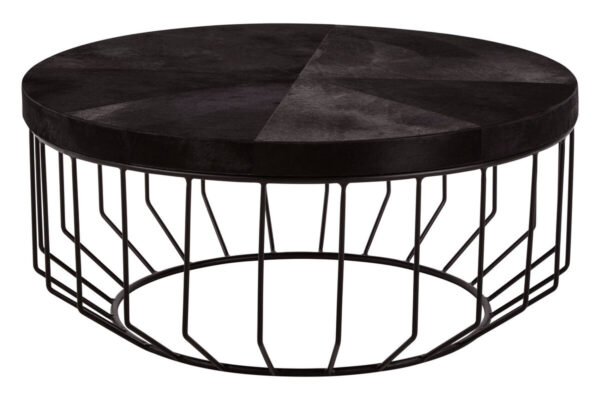 Kensington Townhouse Black Hair On Leather Round Coffee Table