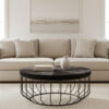 Kensington Townhouse Black Hair On Leather Round Coffee Table